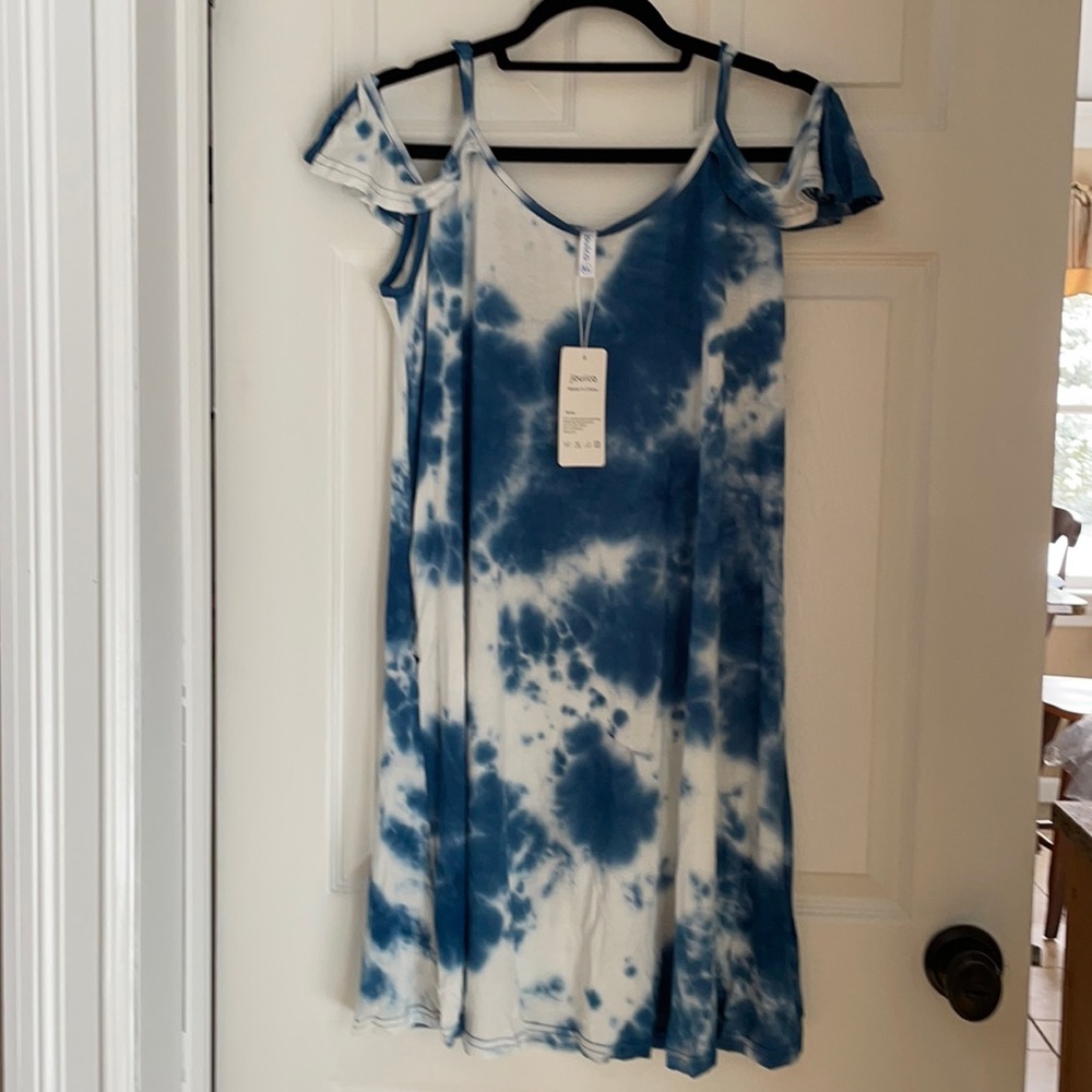 Blue Tie Dye print cover Up Dress